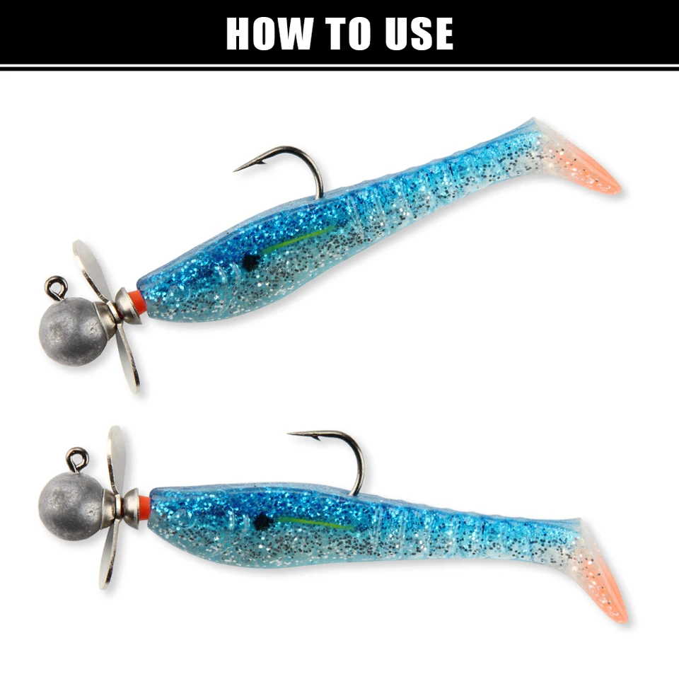 Metal Propeller Fishing Lures For Fishing, 5 Pieces Sequined Lures Fly Hooks