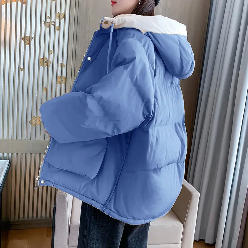 Women's Down Padded Jackets Thickened Hooded Winter Female Coats 2023 New Autumn Jacket Parkas Female Solid Clothes Short Loose