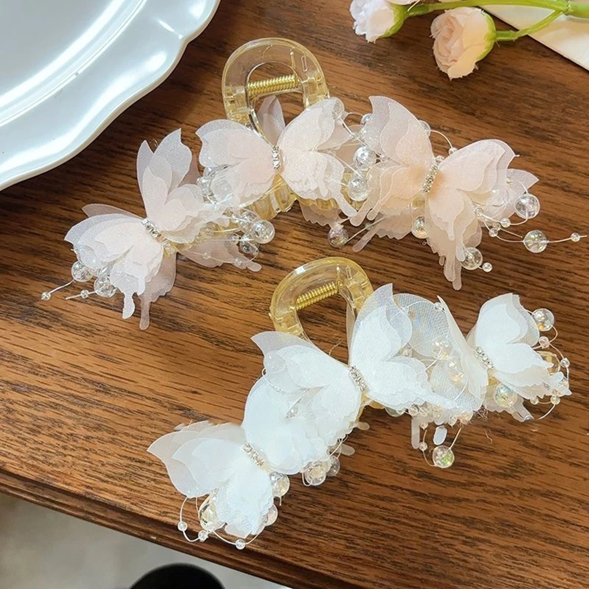 Supermärchenhafte Schmetterlings-Haarspange, große Haarklammer, Haarspange für den Hinterkopf für Mädchen und Frauen, Haar-Accessoire für halb hochgestecktes Haar – Detail 3