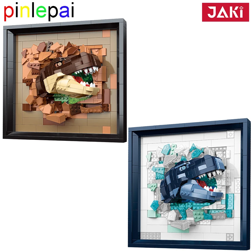 Pillepai Jaki Brick Picture Building Blocks Mattoni Frame Block Dinosaur Set Moc Jurassic Park World Set Toys For Children