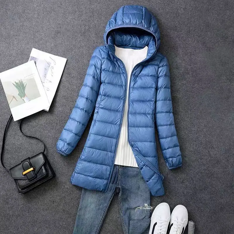 

Plus 6XL 7XL Ladies Coats Long Winter Hat Detachable Down Jacket Ultra Light Down Jacket Women Hooded Female Down Warm Coat