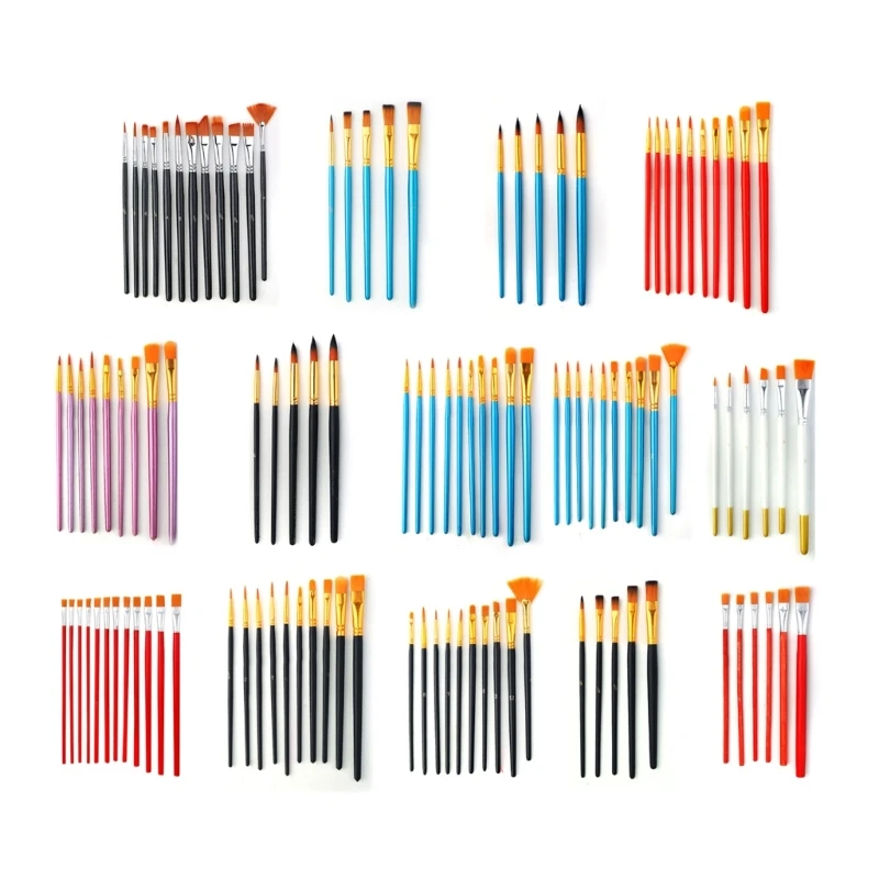 

5/6/10/12Pcs Round Pointed Tip Nylon Hair Paint Brushes for Acrylic Watercolor