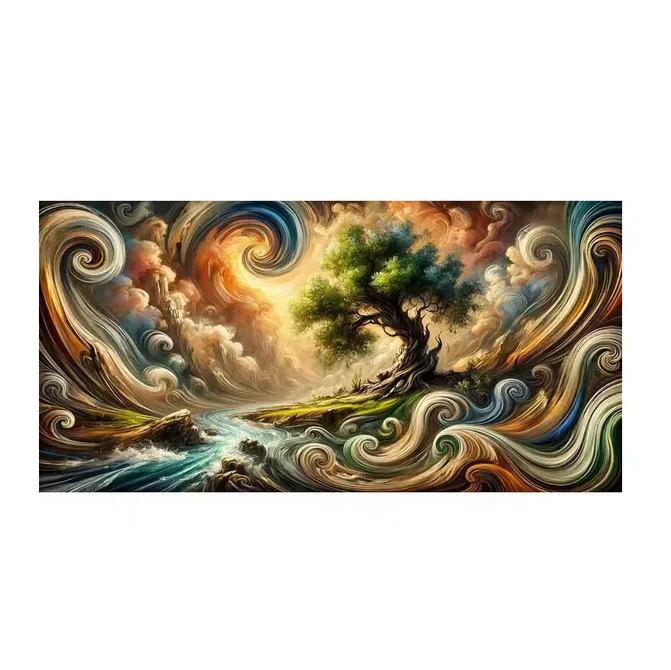 Fantasie Landschaft Fluss DIY 5D große Diamant Malerei Kreuzstich voll quadratisch rund Mosaik Baum des Lebens Diamant Stickerei Verkauf – Detail 3