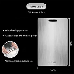 Premium Double-Sided Stainless Steel and Wood Chopping Board with Kneading Surface (46x30cm)