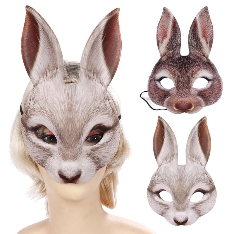 Furry Fox Masks Half Face Eye Mask Cosplay Props Halloween Christmas  Carnival Party Animal Cosplay Mask Masquerade Accessories