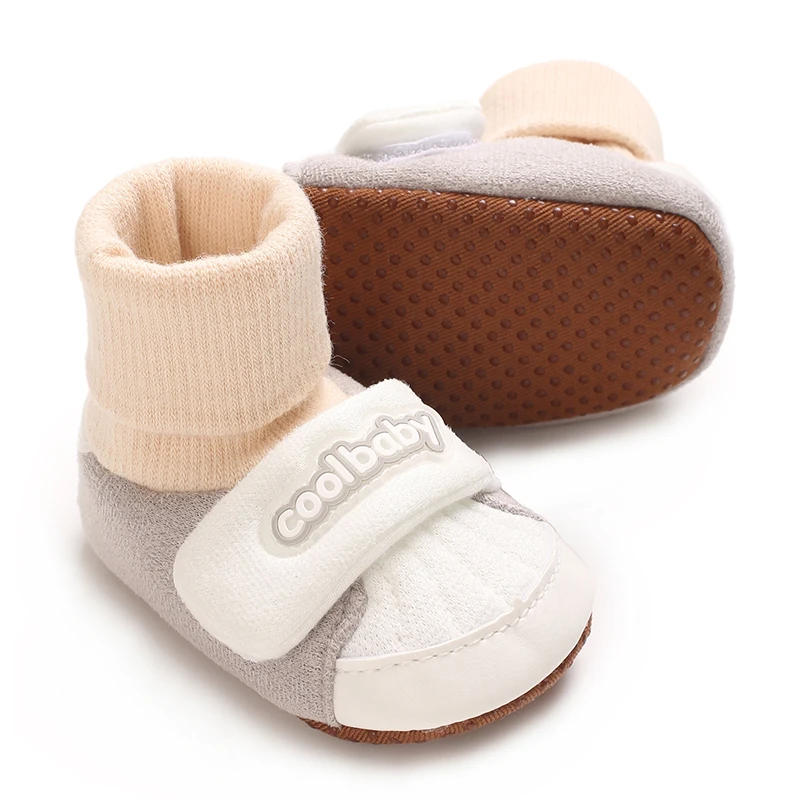 Cute Baby Color blocked Children's Shoes Men's and Women's Flat Shoes Elastic Rope Anti slip Warm Comfortable Socks 0-18M