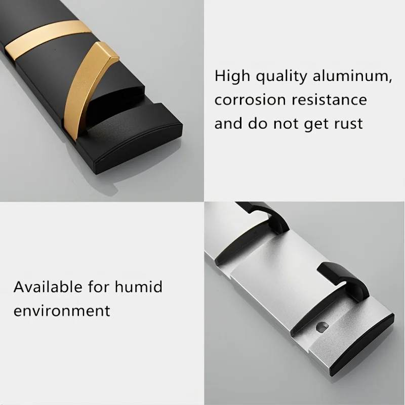 1pc Black Golden Silver Stainless Steel Bathroom Hook, Household Hook, No Punching, 3/4/5 Hooks, Bathroom Organizers & Storage