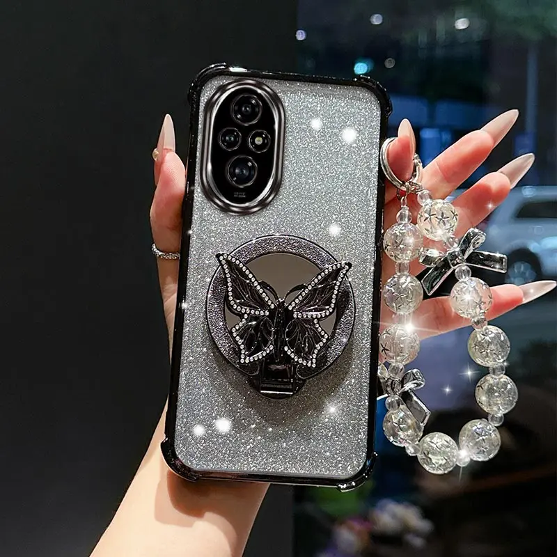 Elegant Butterfly Bracket and Lanyard Phone Case