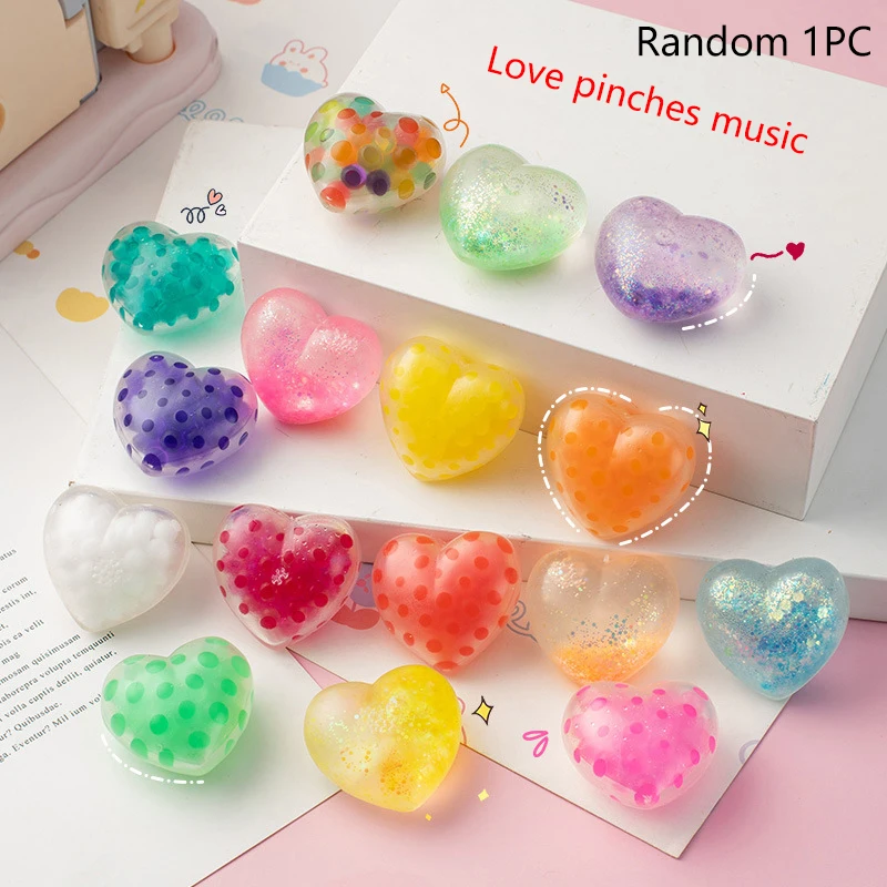 

Love Bead Stress Balls TPR Stress Relief Squeeze Toy Kneading Prop Mini Squishy Toys For Kids Heart Shaped Bead Stress Balls