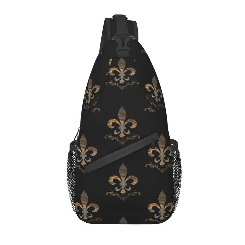 

Royal Fleur De Lis Sling Chest Bag Customized Fleur-De-Lys Lily Flower Shoulder Crossbody Backpack for Men Travel Hiking Daypack