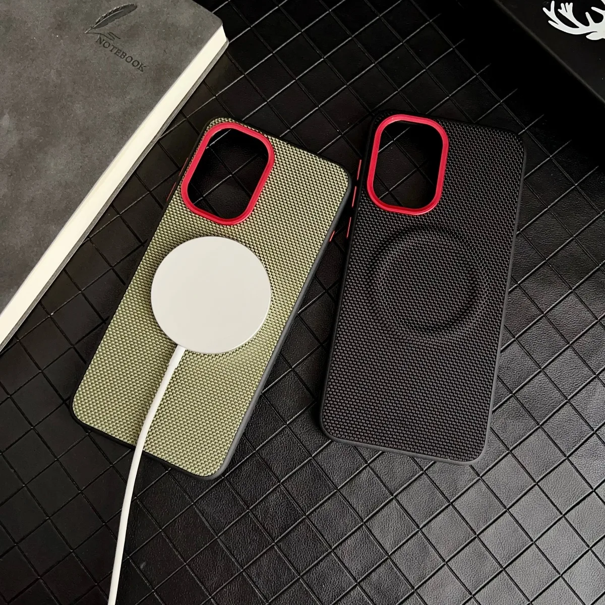 Magnetic Luxury Leather Phone Case - Soft TPU+Nylon Woven, Shockproof Protection Cover
