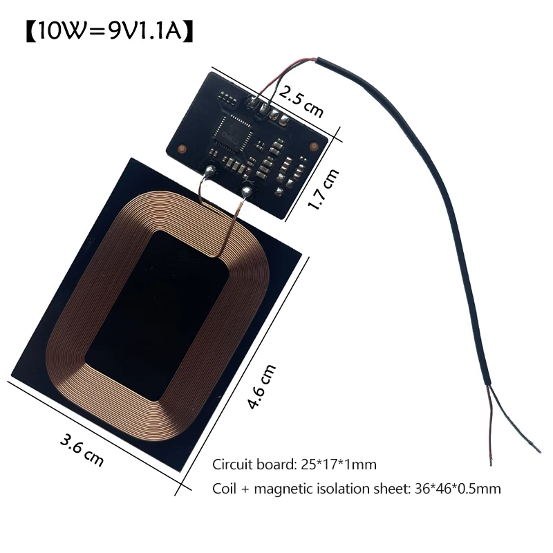 Universal PCBA Circuit Board com bobina, carregamento sem fio, carregador sem fio padrão, DIY Wireless Receiving Module, 5W, 7.5W, 10W