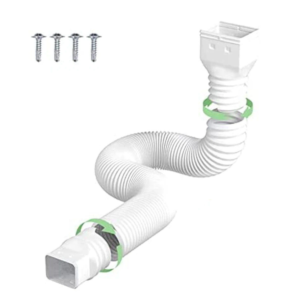 

Rain Gutter Downspout Extensions, Flexible Drain Downspout Extender Extendable From 21 to 60 Inches, Screws White