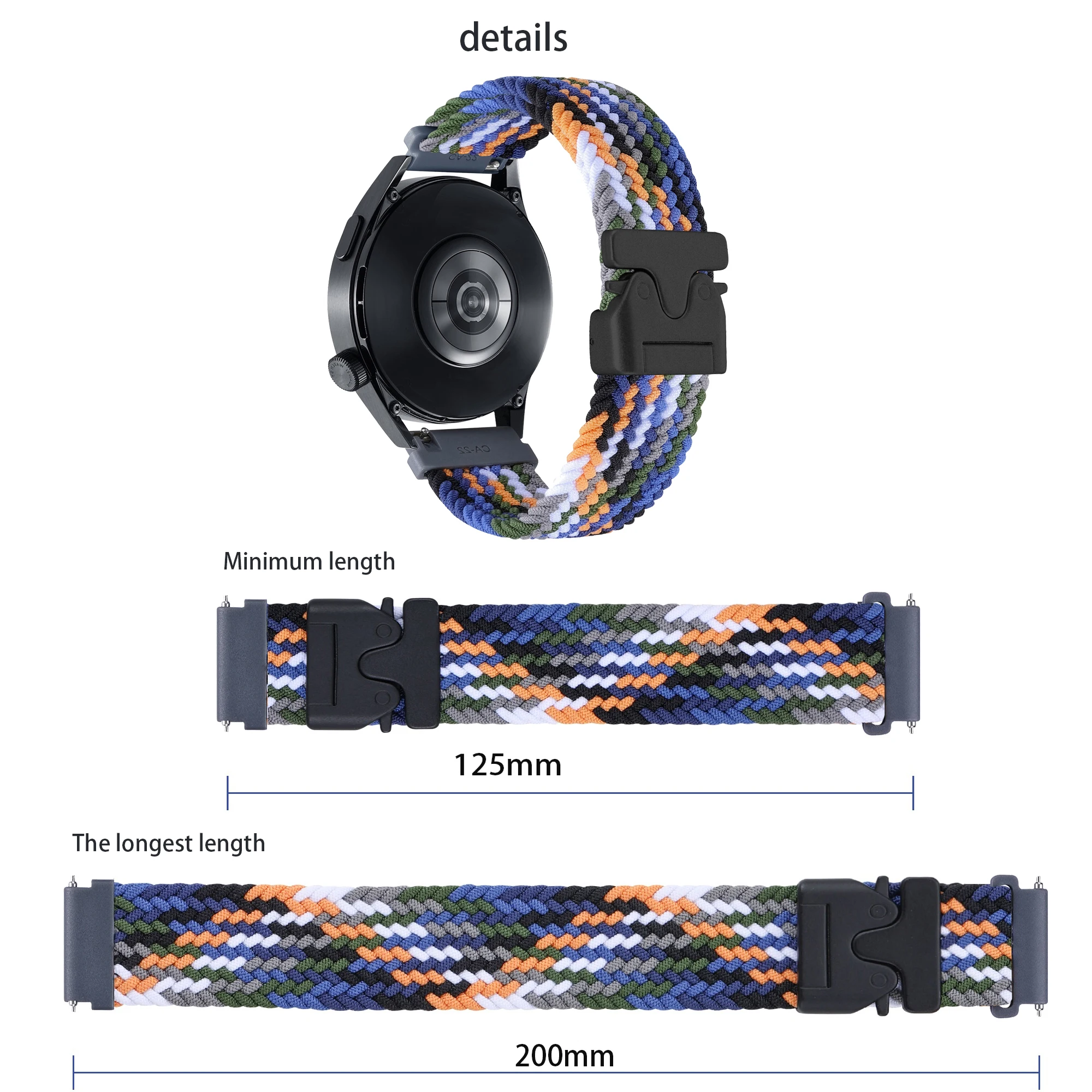 Braided Parachute Buckle Nylon Watch Strap - 20/22mm Adjustable Bracelet