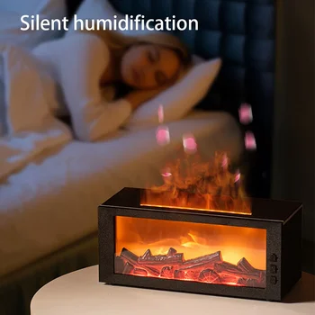 Essential Oils Humidifier with LED Light 4In1 Fireplace Air Humidifier Type C Rechargeable Aroma Diffuser for Home Creative Gift 4
