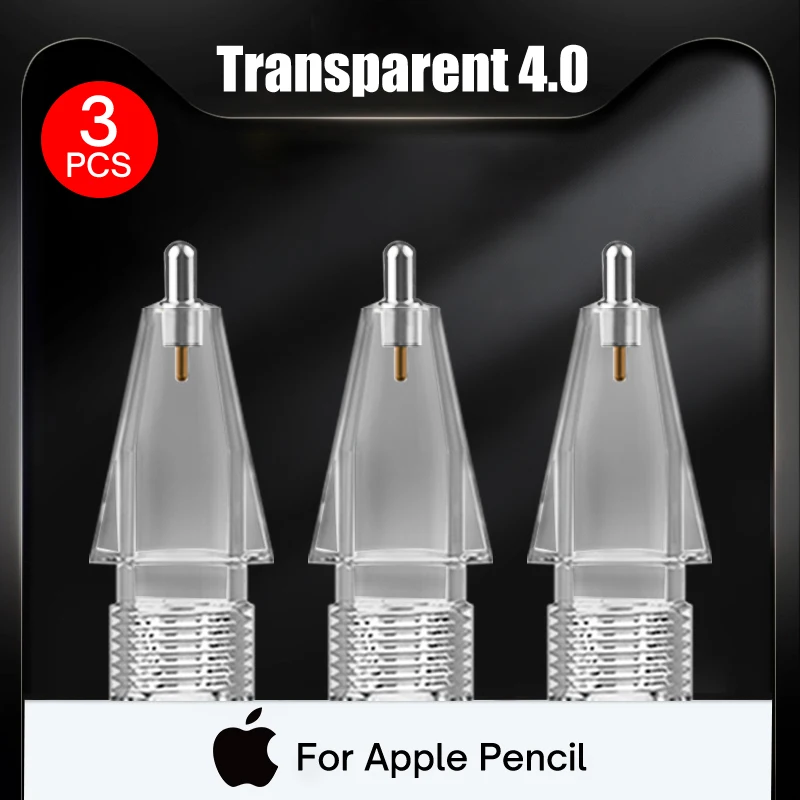 Pencil Tips For Apple Pencil 1st / 2nd Generation Double Layer Transparent Thin Tip for iPad Stylus Pen Spare Nib 