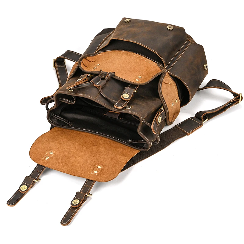 Leather Backpack Travel Pioneer™ - Dark Brown