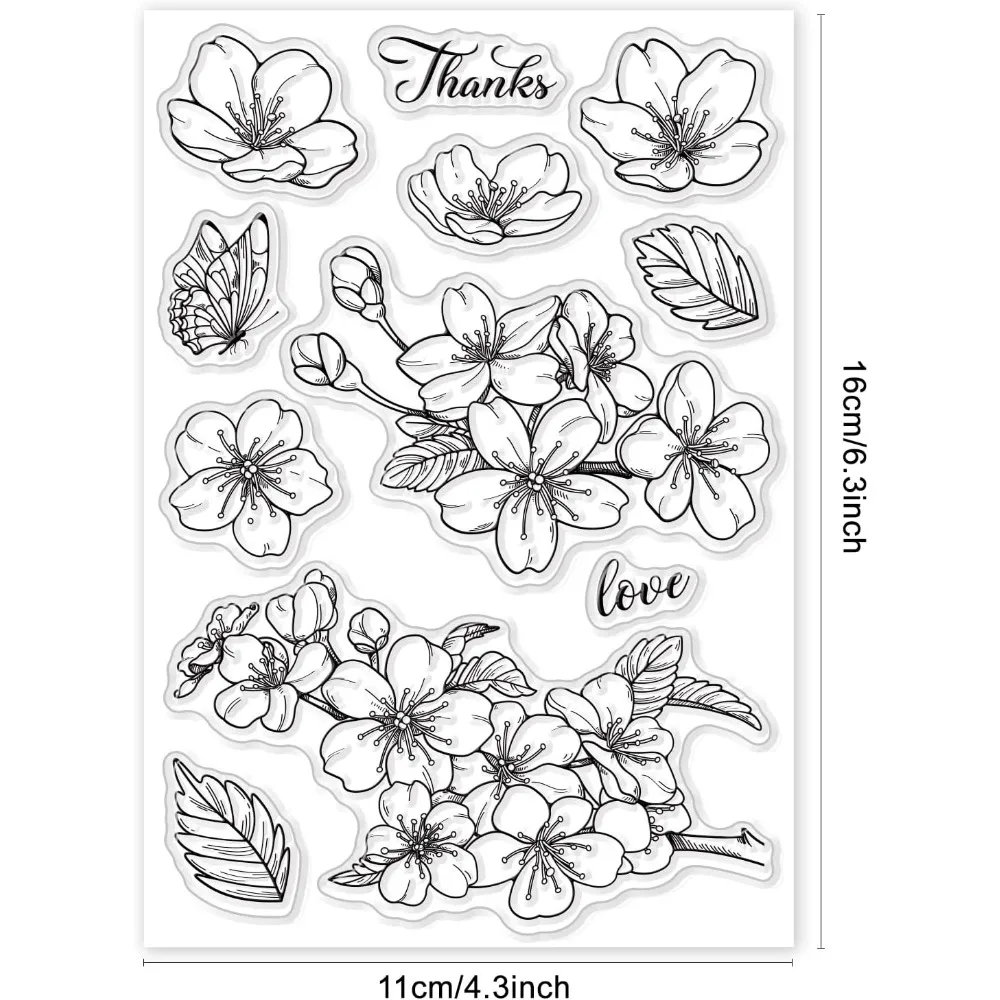 Cherry Blossom Butterfly Transparent Silicone Stamp For Scrapbook Journal Card clear stamps,clear rubber stamps