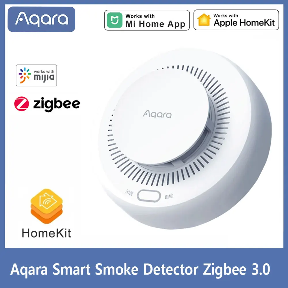 Aqara Smart Smoke Detector Zigbee Fire Alarm Monitor Sound Alert Home Security App Telecomando Di Xiaomi Mijia Mihome Homekit