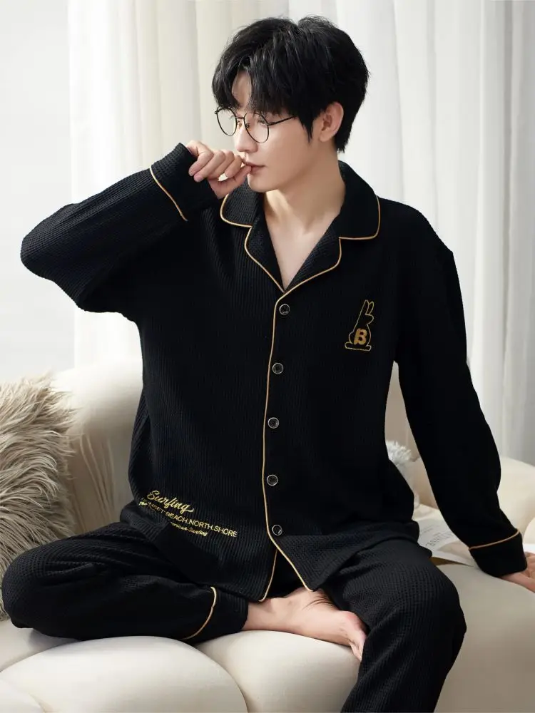 Couple Sleepwear Men's Cotton Pajamas Silk Sleeping Men Luxury Brand Room Wear New Men's Clothing Set Pijama One Piece