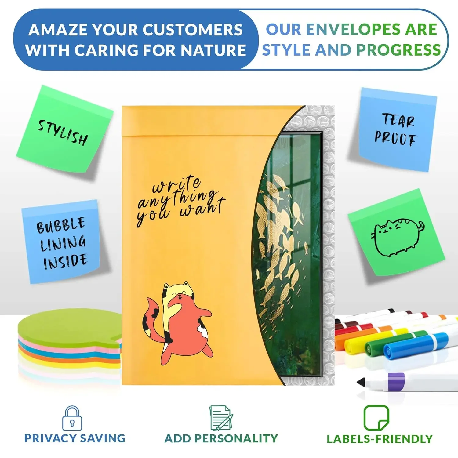 Yellow Kraft Bubble Mailer Envelopes Bag Sturdy Paper Mail Padded Pouch Envelopes Self Seal Bubble Mailers Mailing Packages