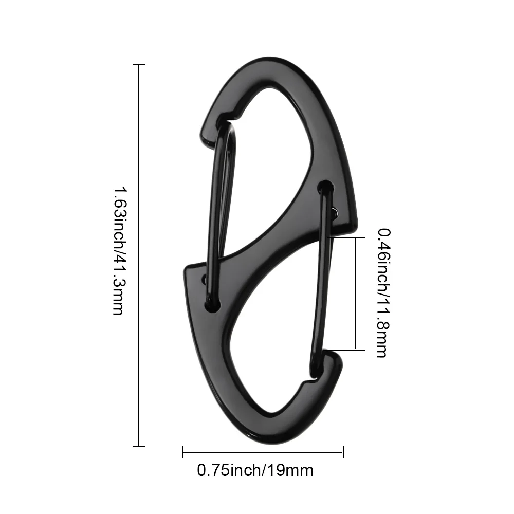 10PCS S Double Carabiner Set Camping EDC Survival Climbing Spring Backpack Clasps Keychain Tactical Gear Hooks Key Chain Clip climbing carabiner