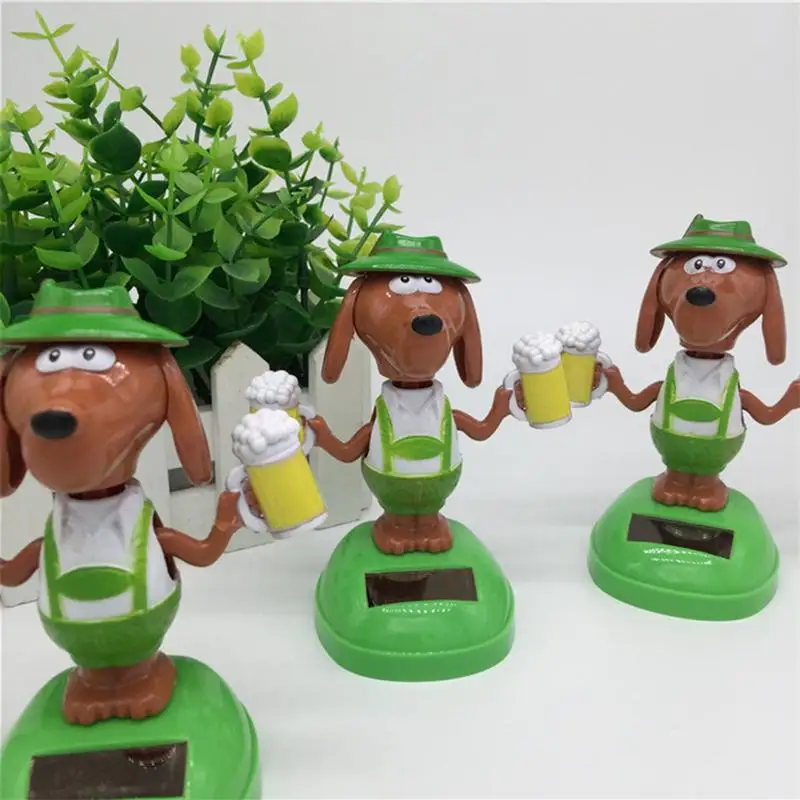 Car Decoration Bobble Head Toy Solar Powered Dancing Dog Solar Dashboard Doll Decoration Cute Dog Swinging Animated Dancer Toy
