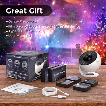13 In 1 Galaxy Ultral Star Projector HD Image Area LED Night Light, 13 Film Discs,360° Rotate 1/2h Timer for Kids&Adults Bedroom 7