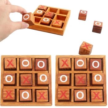 Gioco da tavolo in legno Tic Tac Toe Rompicapo IQ Test Sfida Formazione logica Regali unici per bambini Adulti Divertimento in famiglia per feste