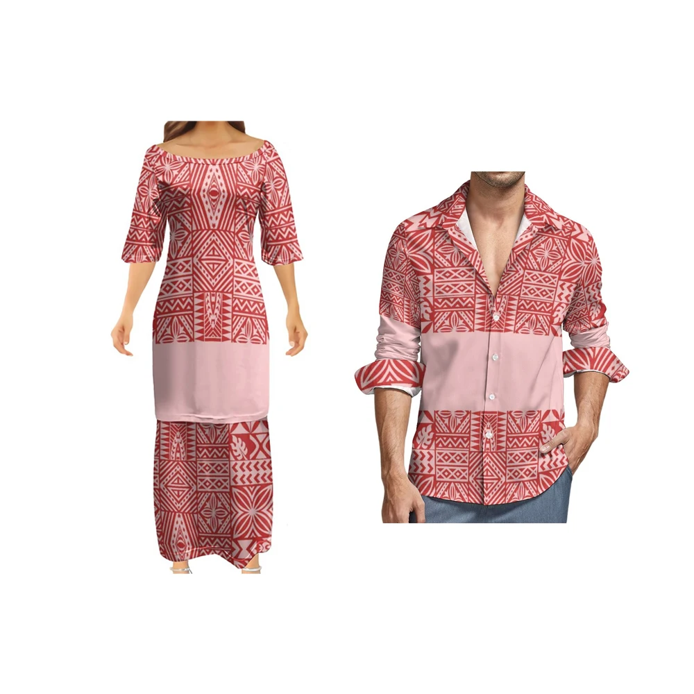 Women Dresses Couples Dress Customize Pattern Puletasi Samoan Dresses ...