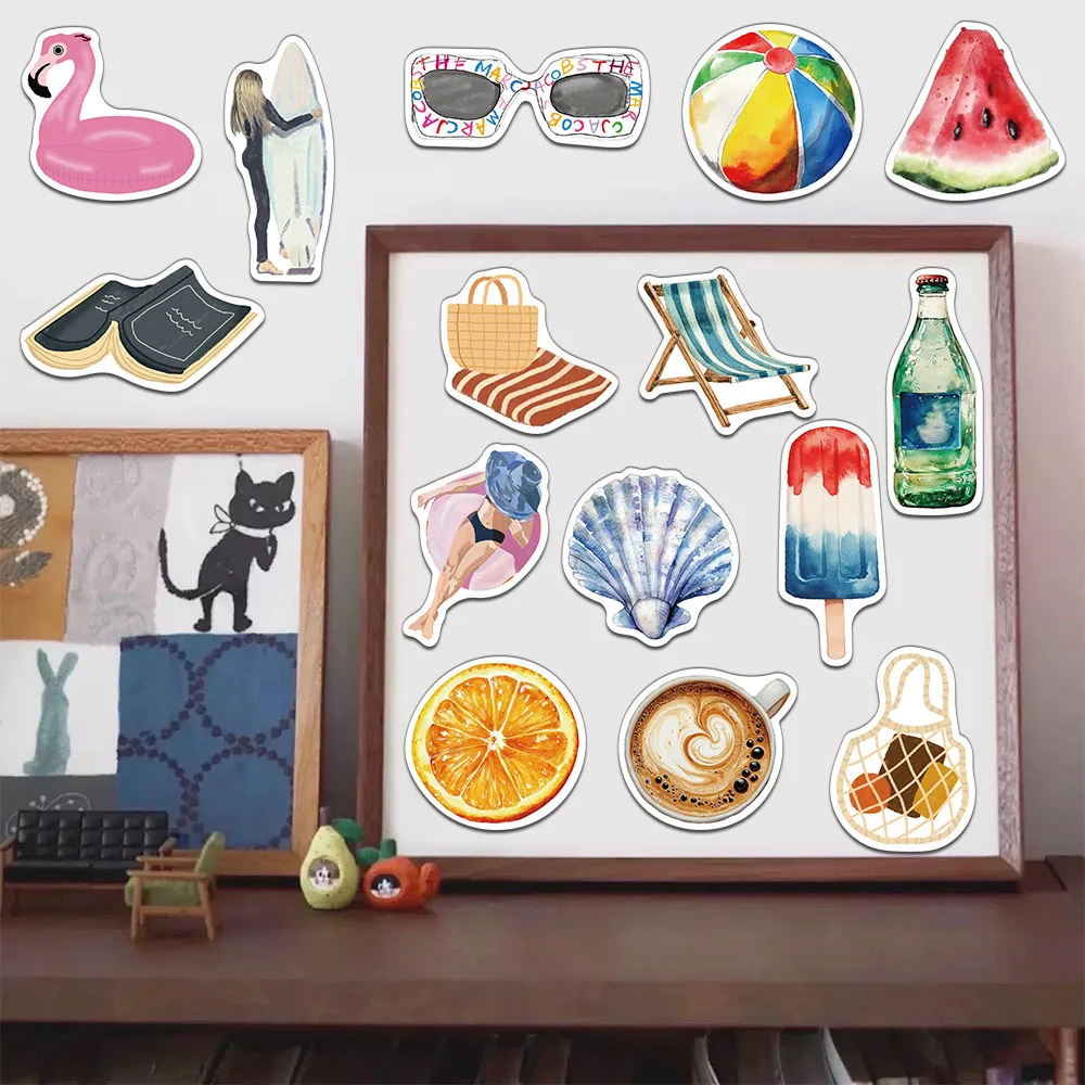 100개 크리에이티브 여름 캐릭터 스티커 DIY 개인 맞춤 계정 장식 재료 스티커