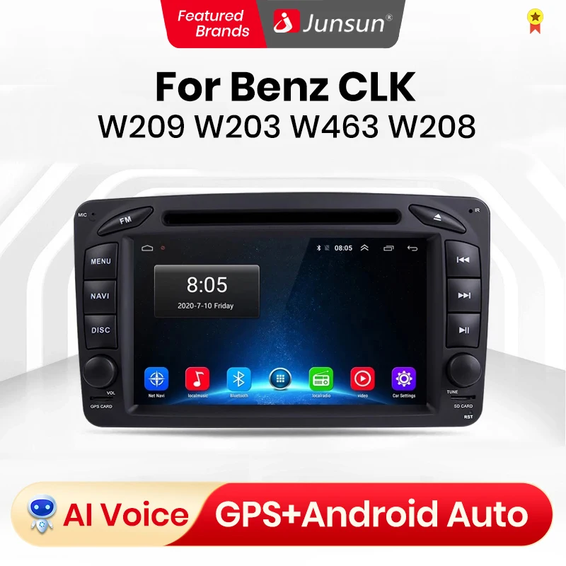 Junsun V1 2+32G carplay android auto магнитола 2дин андройд For Mercedes Benz CLK270 C209 Classe C200 автомагнитола