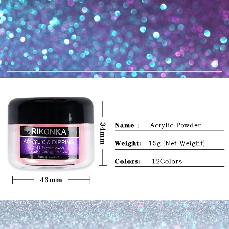 15g Glitter Acrylic Powder For Nails Extended Builder Sparkling Dip Powder  Mermaid Hexagons Chunky Glitter Nail Art Pigment Dust