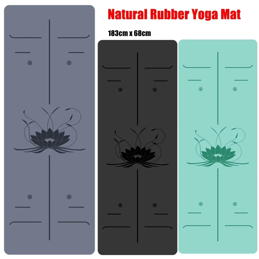 Yoga Mat Natural Rubber Yoga Mat Professional Lotus Pattern PU Environmental Material Sports Pilates Reformer 183cm*68cm*5mm