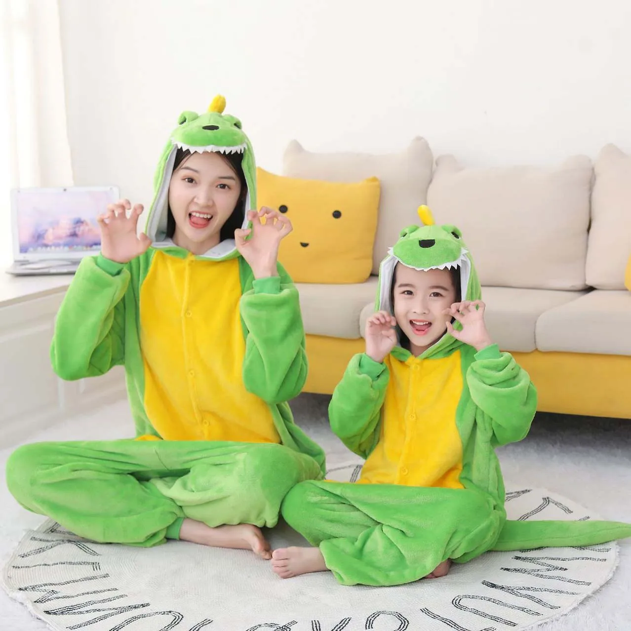 Erwachsene Dinosaurier Onesie Tier Halloween Weihnachten Anime Cosplay Kostüme Einteiler Cartoon Pyjamas für Damen und Herren – Detail 7