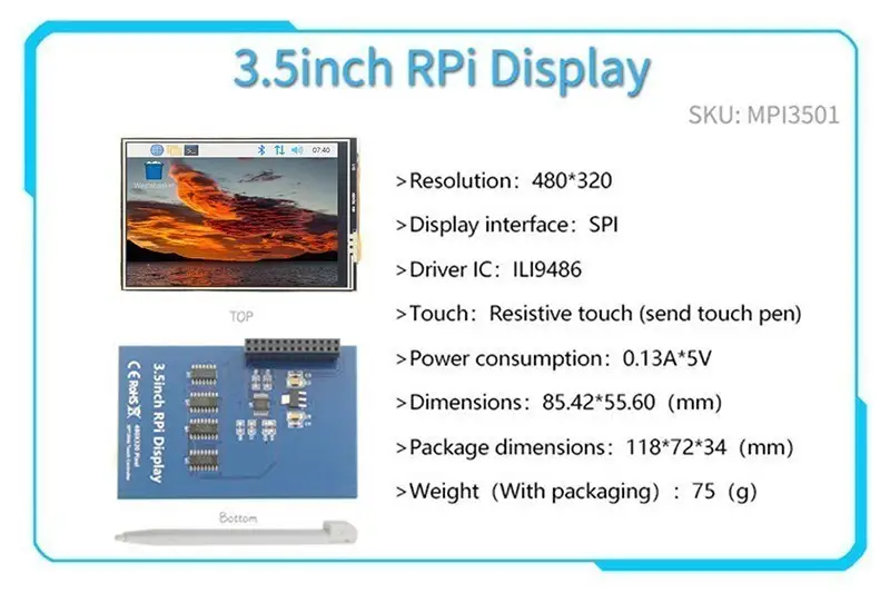 2.4/2.8/3.2/3.5 inch GPIO Series 2.4 inch/2.8 inch/3.2 inch/3.5 inch Touch Screen Display for Raspberry Pi 4B 3B B+ ZERO image 8