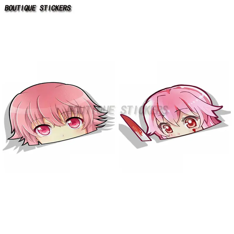 Car Stickers Yuno Gasai Future Diary Peeker Big Head Anime Vinyl Rear Windshield Trunk Decal Car Accessories Helmet Decals