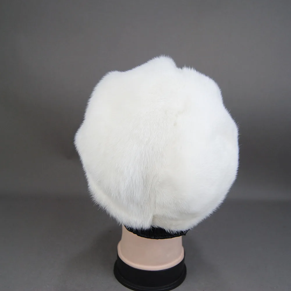 Winter Baseball Hat Women Full Pelt Real Mink Fur Hats Lady Luxury Warm Natural Mink Fur Visors Caps Female Fashion Hat
