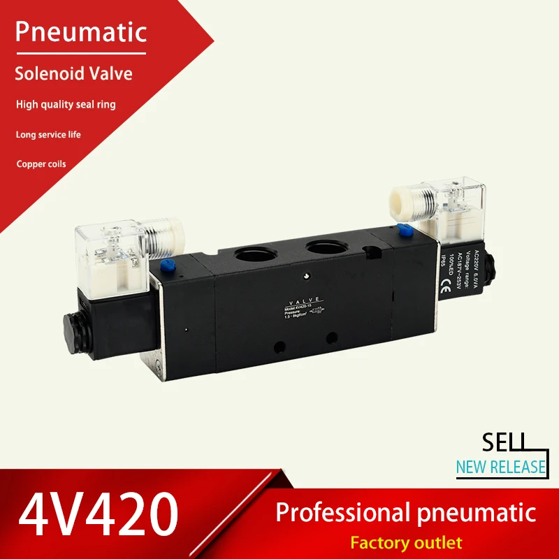 

Double Control Solenoid Valve 4V420-15 AC220V110V DC24V12V Coil Volt Pneumatic 2 Position 5 Port
