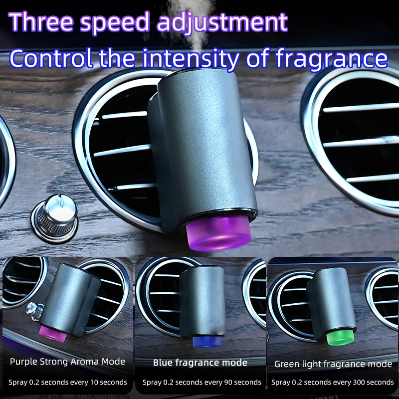 Smart Car Air Freshener Diffuser, Three Adjustable Modes, Intelligent Car Aroma Diffuser with 3pcs Essential Oil 5