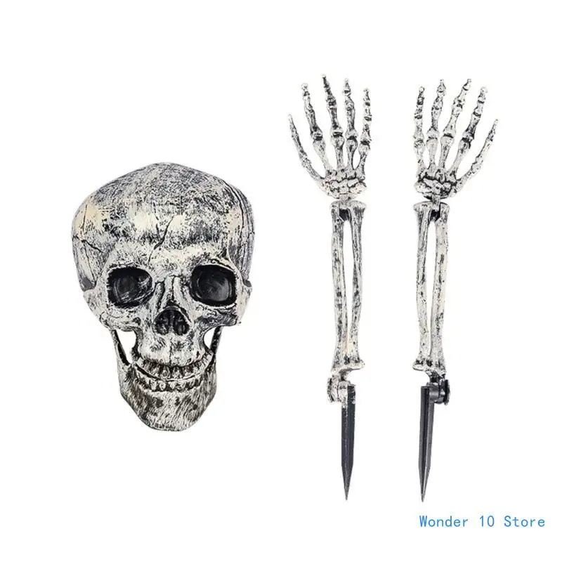 

Spooky Halloween Skeleton Decorations Scary Skull Hand and Head Set for Indoor