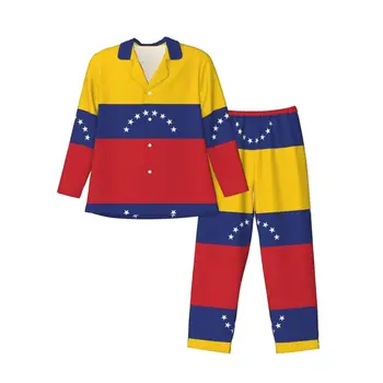 Men Pajamas Set of Autumn Winter Long-Sleeved Venezuela Flag Home Clothing Sleepwear 2PCS/Set 1