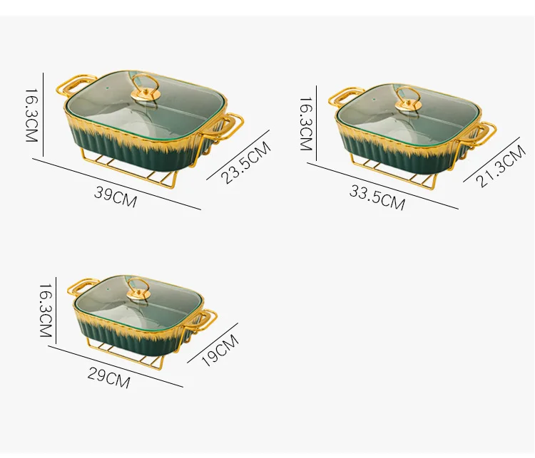 Description Picture 4 of itemEuropean-style light luxury casserole with lid creative binaural square hot pot dry pot candle holder heating ceramic cookware