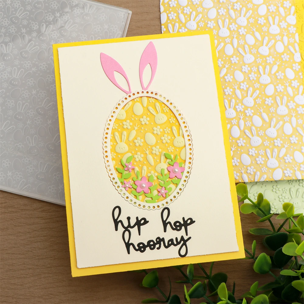 Embossing Folder 3D Mini Rabbit Carrot Flower