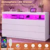 9 Drawer Dresser for Bedroom with LED Lights, Large Chest of Drawers Handle Free, Modern long Dressers with Charging Station 4