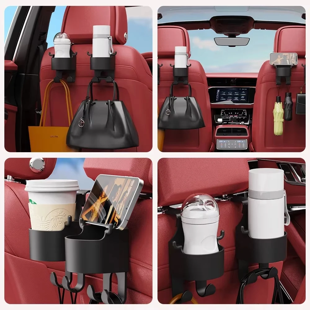 Car Seat Hook Hanger Storage Organizer Universal with Cup Holder for Handbag Fit Universal Vehicle Car Accessory