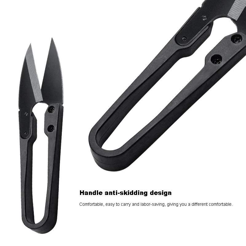 Stainless Steel U-shaped Elastic Scissors 1/2pcs Black Carbon Steel Clothing Needle Thread Sewing