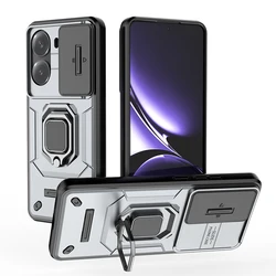 Sliding Camera Cover Armor Case with Ring Stand Holder for Redmi Turbo 4 (Gray)