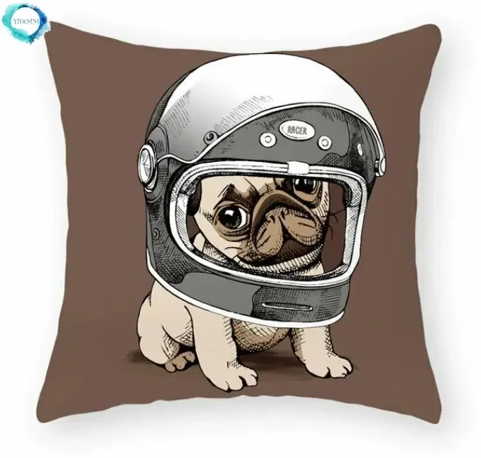 Fodera Per Cuscino Cartoon Pug 45X45 Cm T2 Cute Dog Puppy Pup Bad Dog