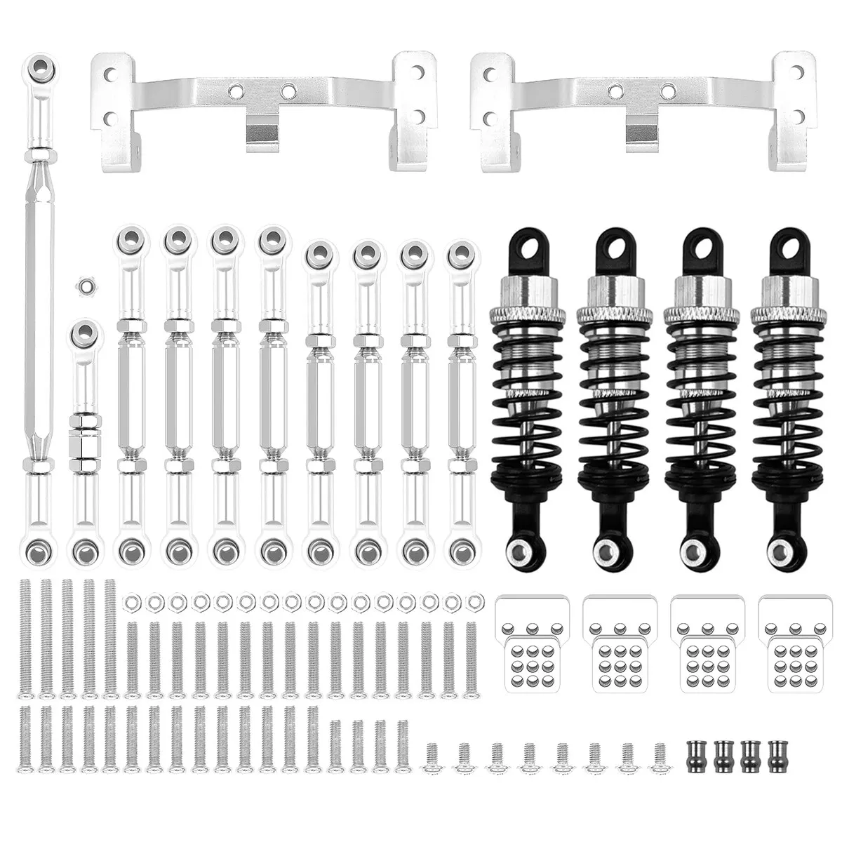 1 Set Metal Chassis Link Rod Tie Rod Mounting Bracket Shock Absorber Kit For MN D90 MN99S WPL C14 C24 RC Car Upgrade Parts 5